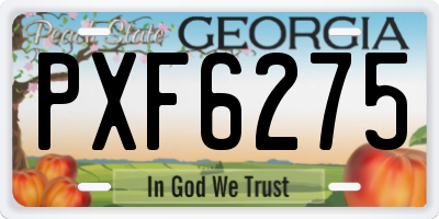 GA license plate PXF6275