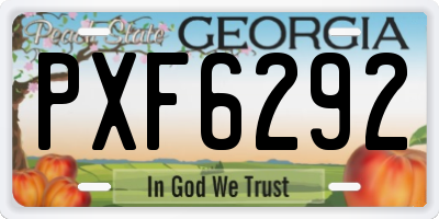 GA license plate PXF6292