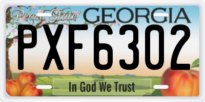 GA license plate PXF6302