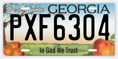 GA license plate PXF6304