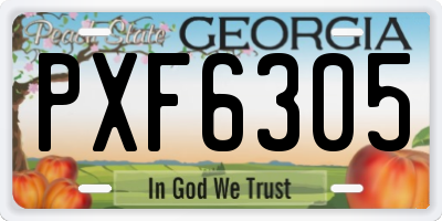 GA license plate PXF6305