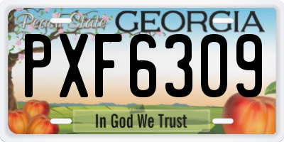 GA license plate PXF6309