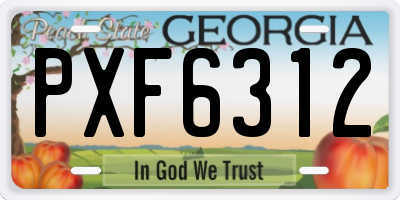 GA license plate PXF6312