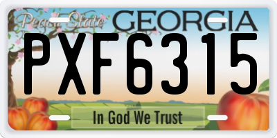 GA license plate PXF6315