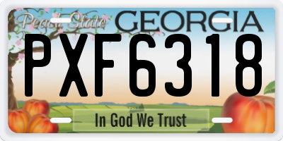GA license plate PXF6318