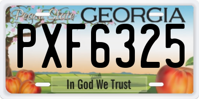GA license plate PXF6325