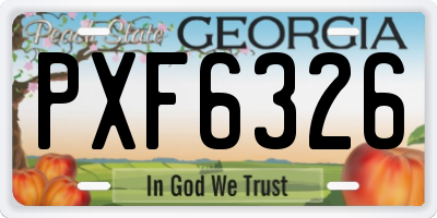 GA license plate PXF6326