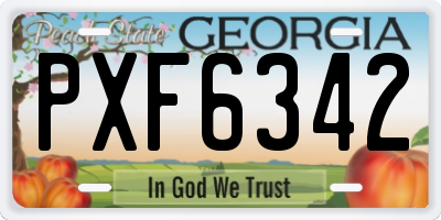 GA license plate PXF6342