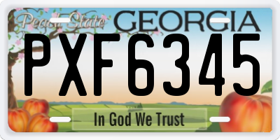 GA license plate PXF6345