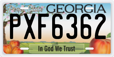 GA license plate PXF6362