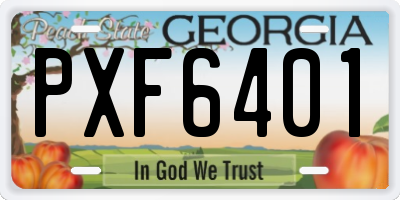 GA license plate PXF6401