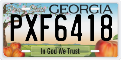 GA license plate PXF6418