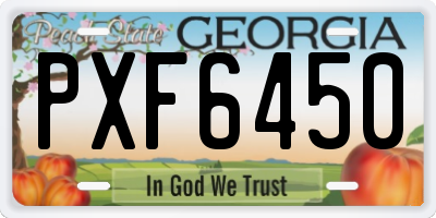 GA license plate PXF6450