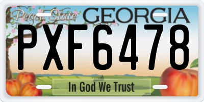 GA license plate PXF6478