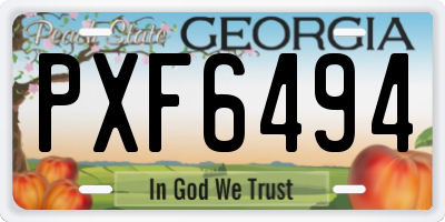 GA license plate PXF6494