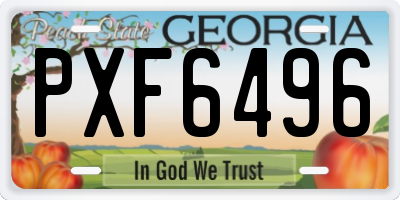 GA license plate PXF6496