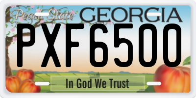 GA license plate PXF6500