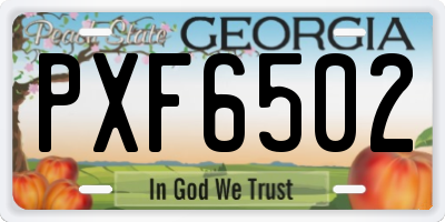 GA license plate PXF6502