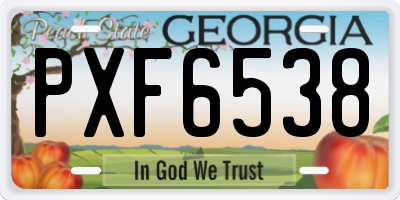 GA license plate PXF6538
