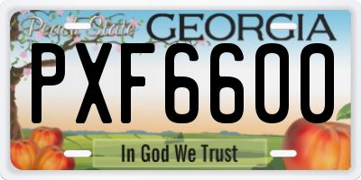 GA license plate PXF6600