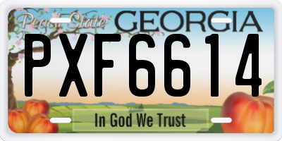 GA license plate PXF6614