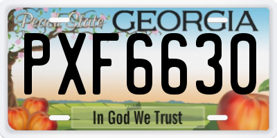 GA license plate PXF6630