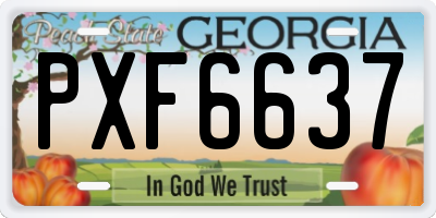 GA license plate PXF6637