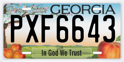 GA license plate PXF6643
