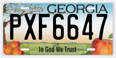 GA license plate PXF6647