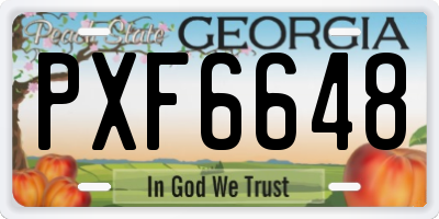 GA license plate PXF6648
