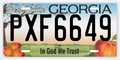 GA license plate PXF6649