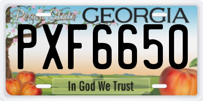 GA license plate PXF6650