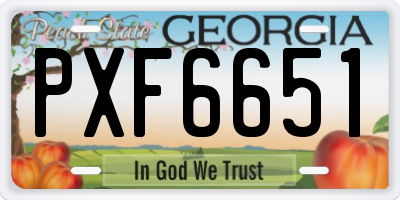 GA license plate PXF6651