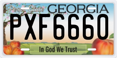GA license plate PXF6660