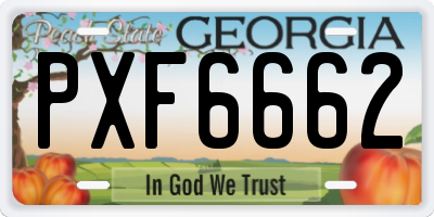 GA license plate PXF6662