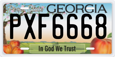 GA license plate PXF6668