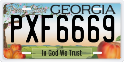 GA license plate PXF6669