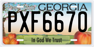 GA license plate PXF6670