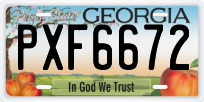 GA license plate PXF6672