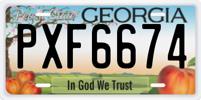 GA license plate PXF6674