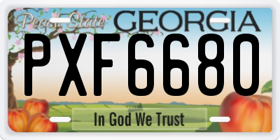 GA license plate PXF6680