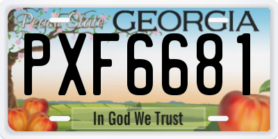 GA license plate PXF6681