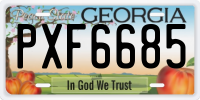 GA license plate PXF6685