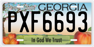 GA license plate PXF6693