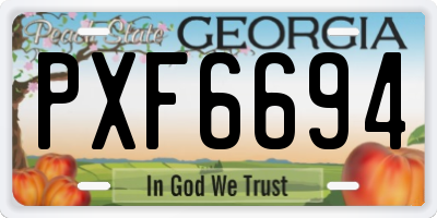 GA license plate PXF6694