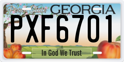 GA license plate PXF6701