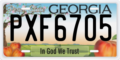 GA license plate PXF6705