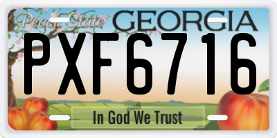 GA license plate PXF6716