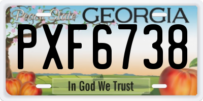GA license plate PXF6738