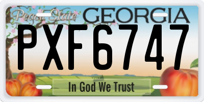 GA license plate PXF6747